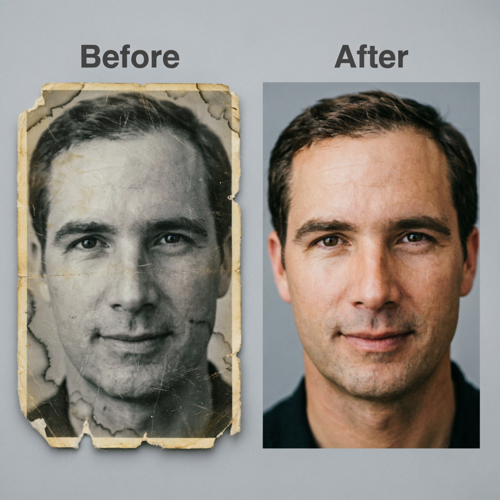 Before and after photo restoration