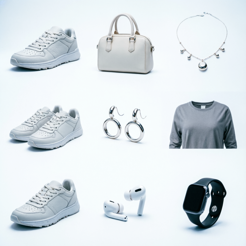 E-commerce product photos with white backgrounds