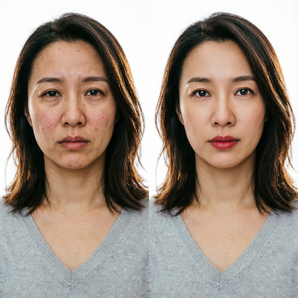 Before and after photo retouching