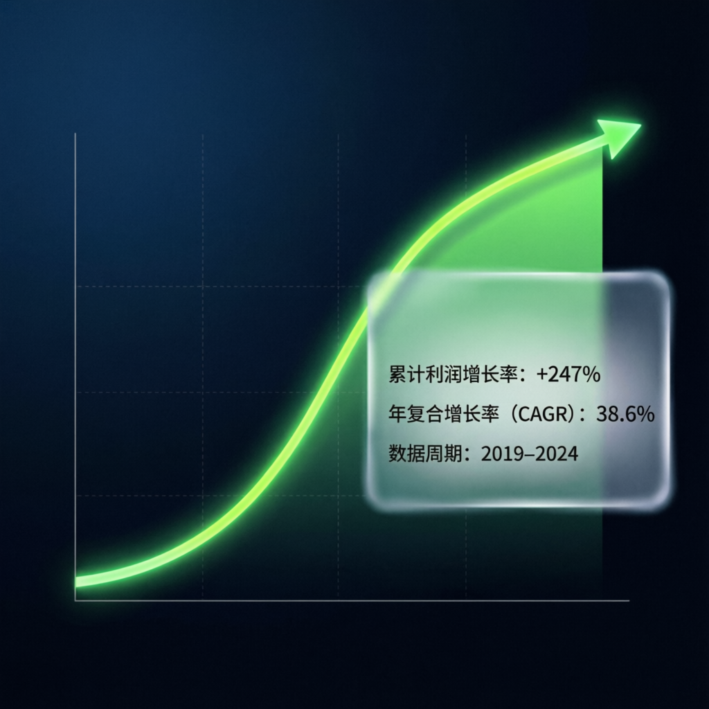 Financial growth chart showing exponential profit curve