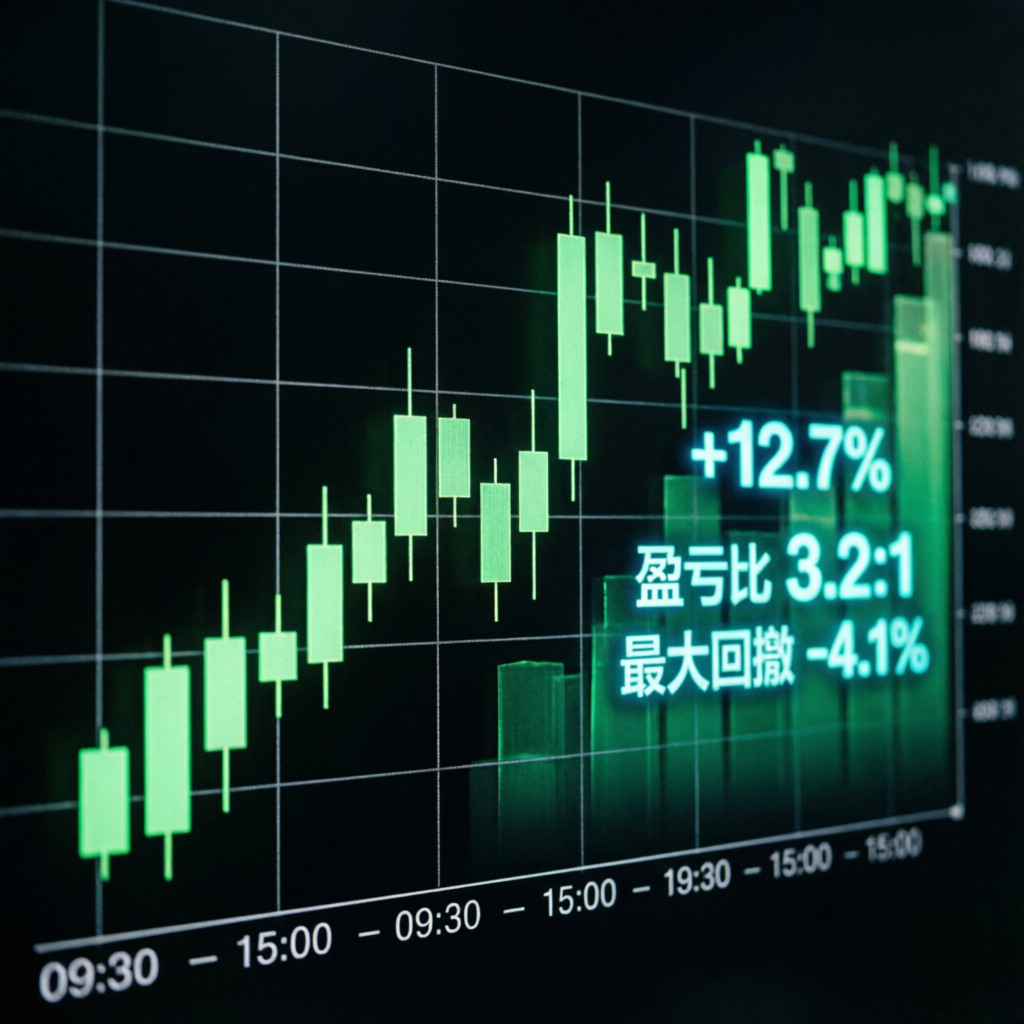 Futures trading chart showing profitable uptrend with technical analysis