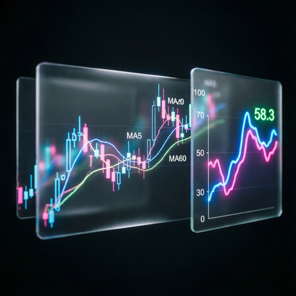 Advanced forex trading strategy with candlestick charts and technical indicators