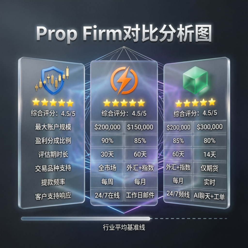 Prop firm comparison analysis showing different payout structures