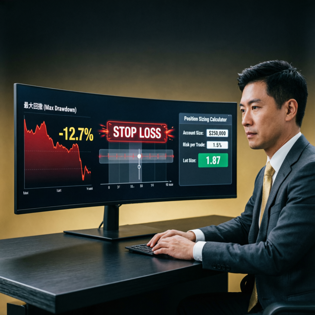 Risk management trading with stop loss and position sizing calculator
