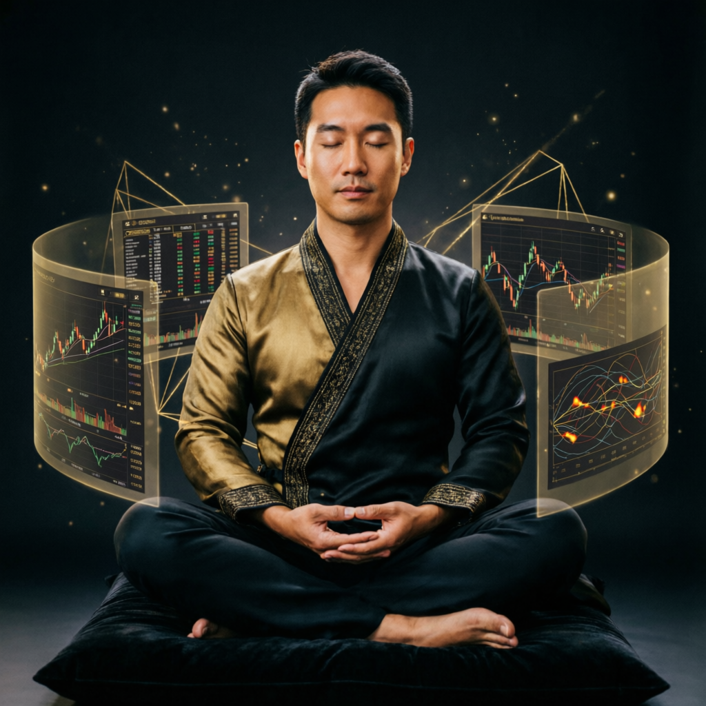 Trading psychology and discipline with meditation and charts