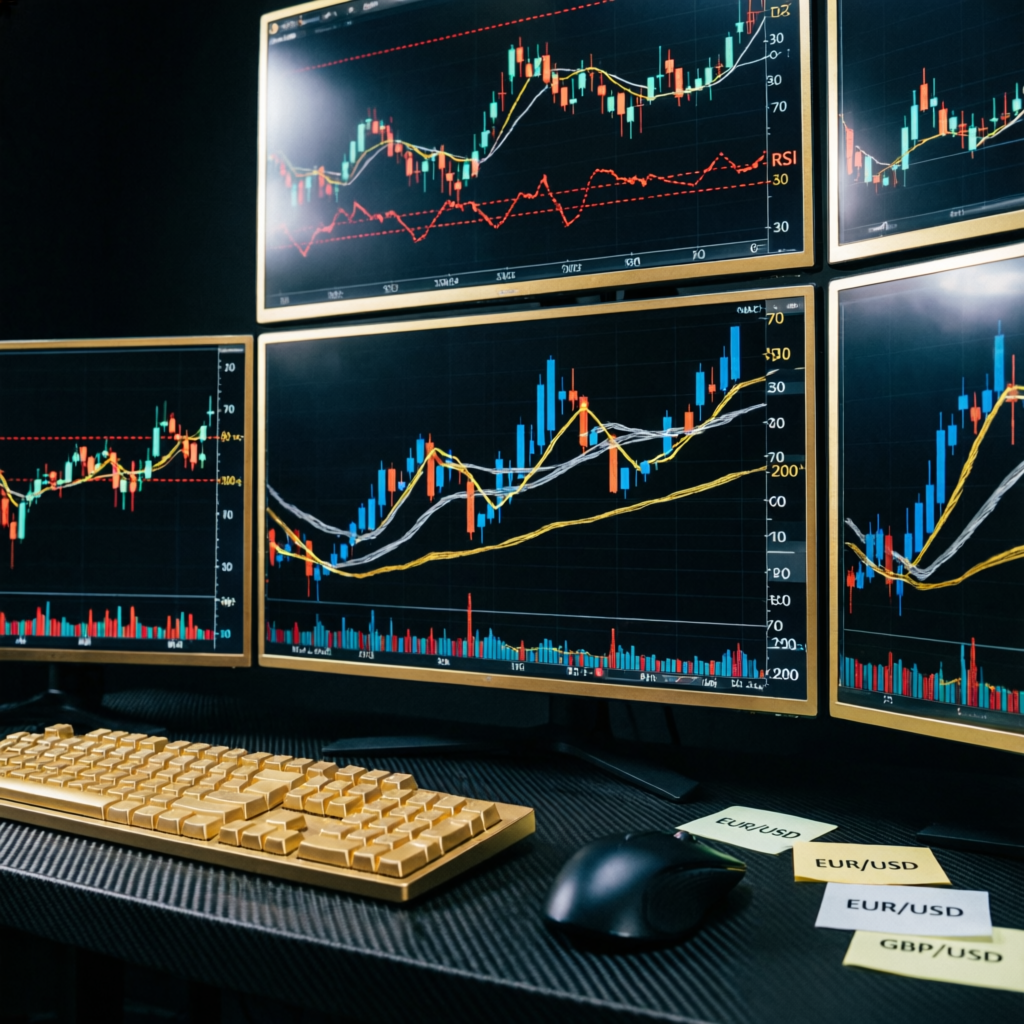 Advanced forex technical analysis with multiple charts and indicators