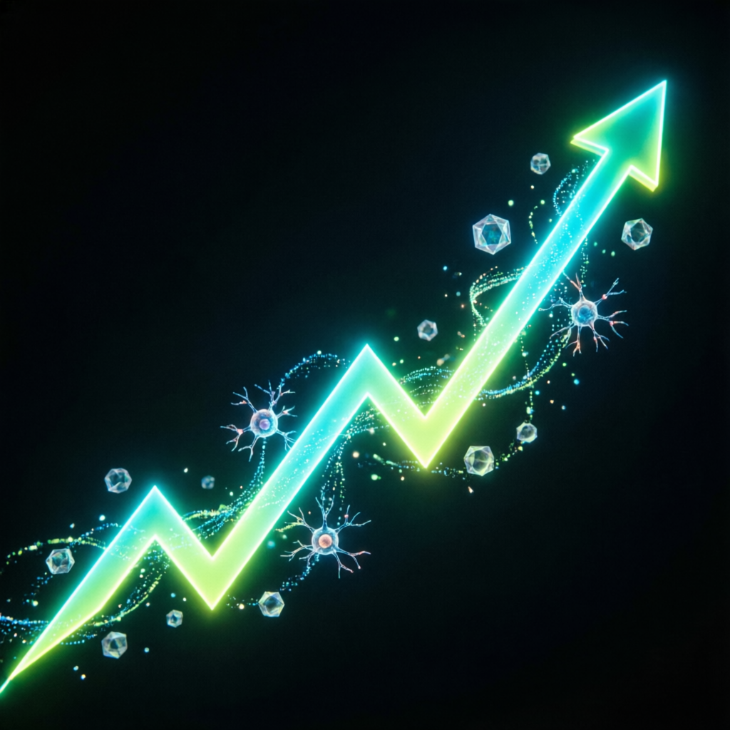 Financial growth chart with AI optimization