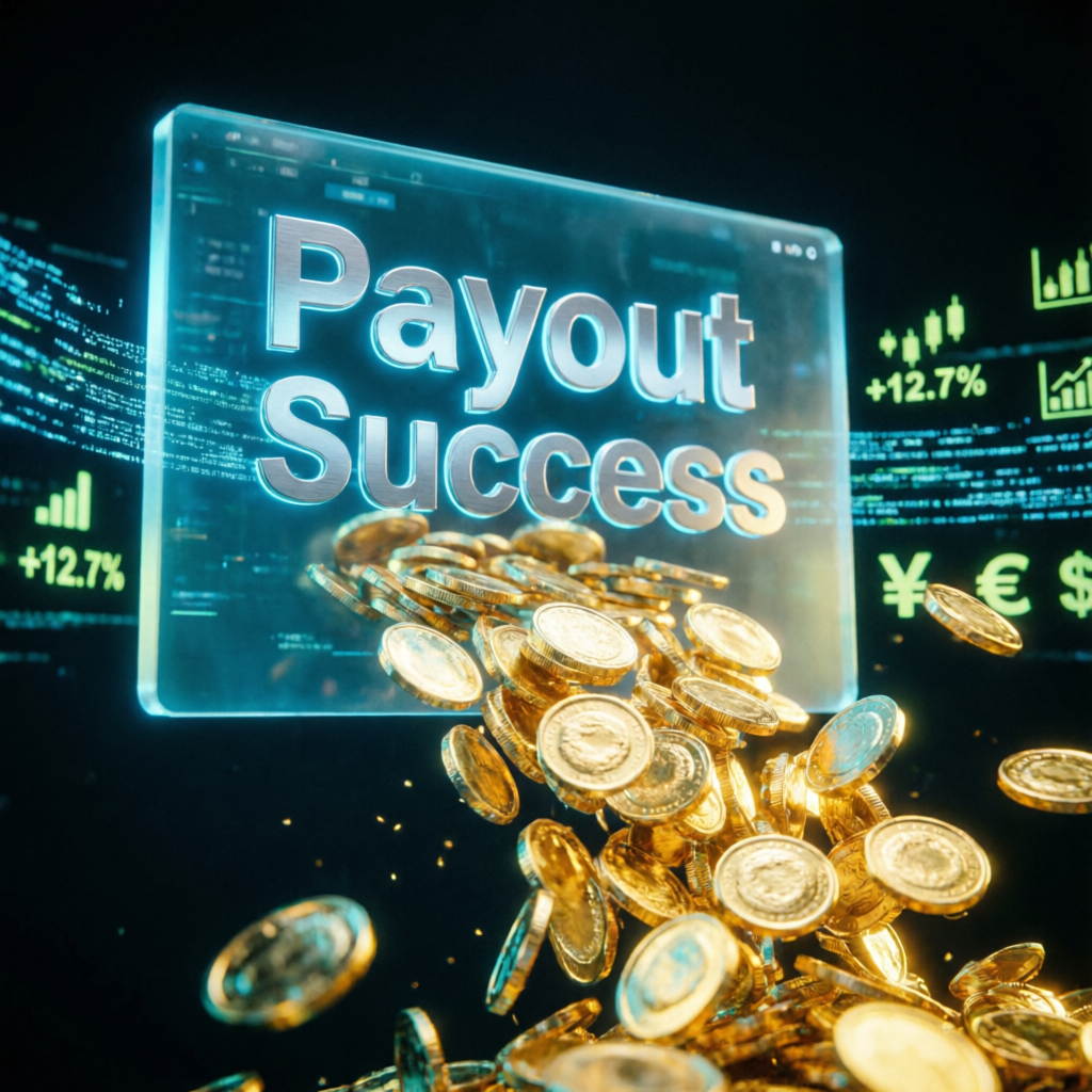 Payout success celebration with gold coins