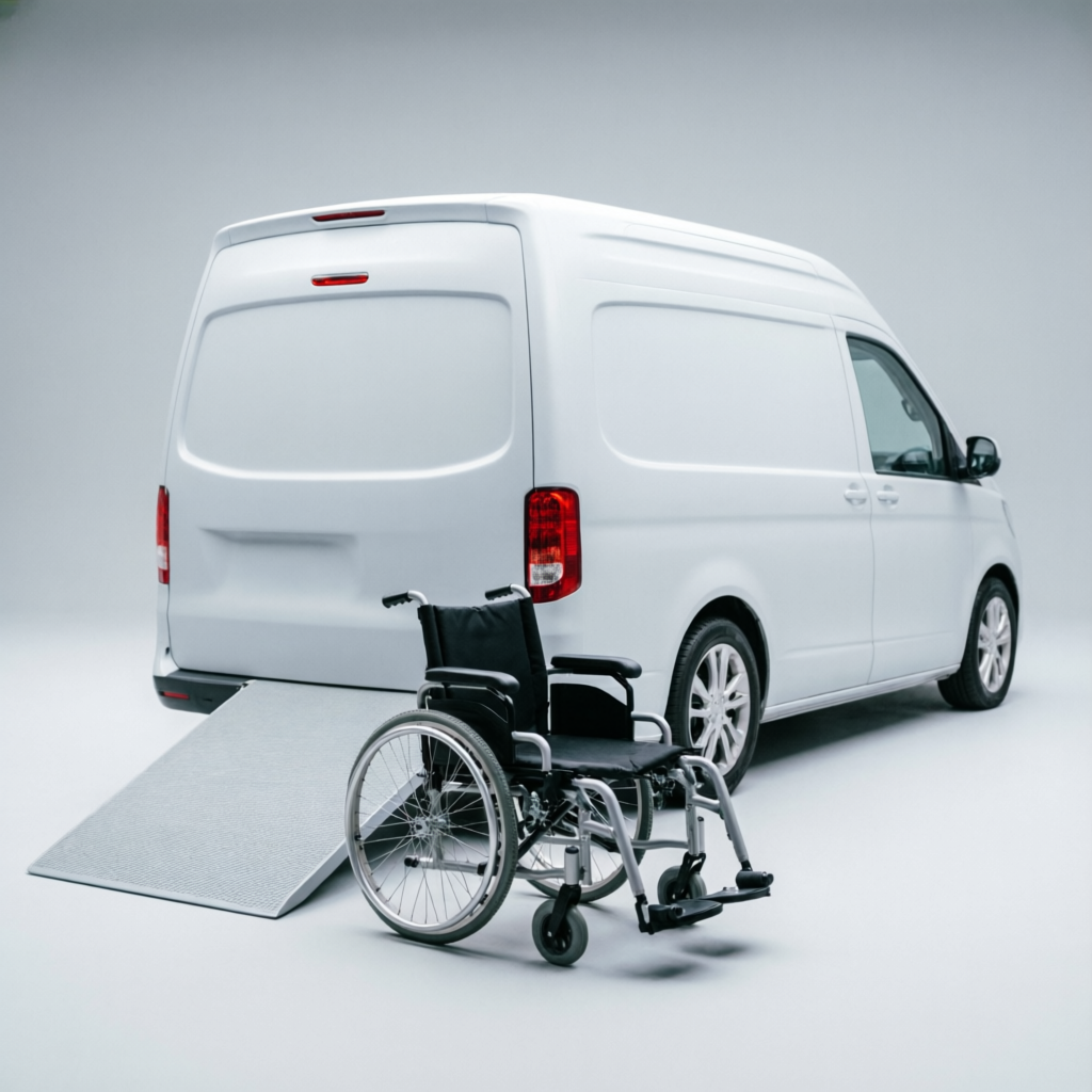 Ramp-equipped wheelchair accessible taxi for airport transfers from Harrow