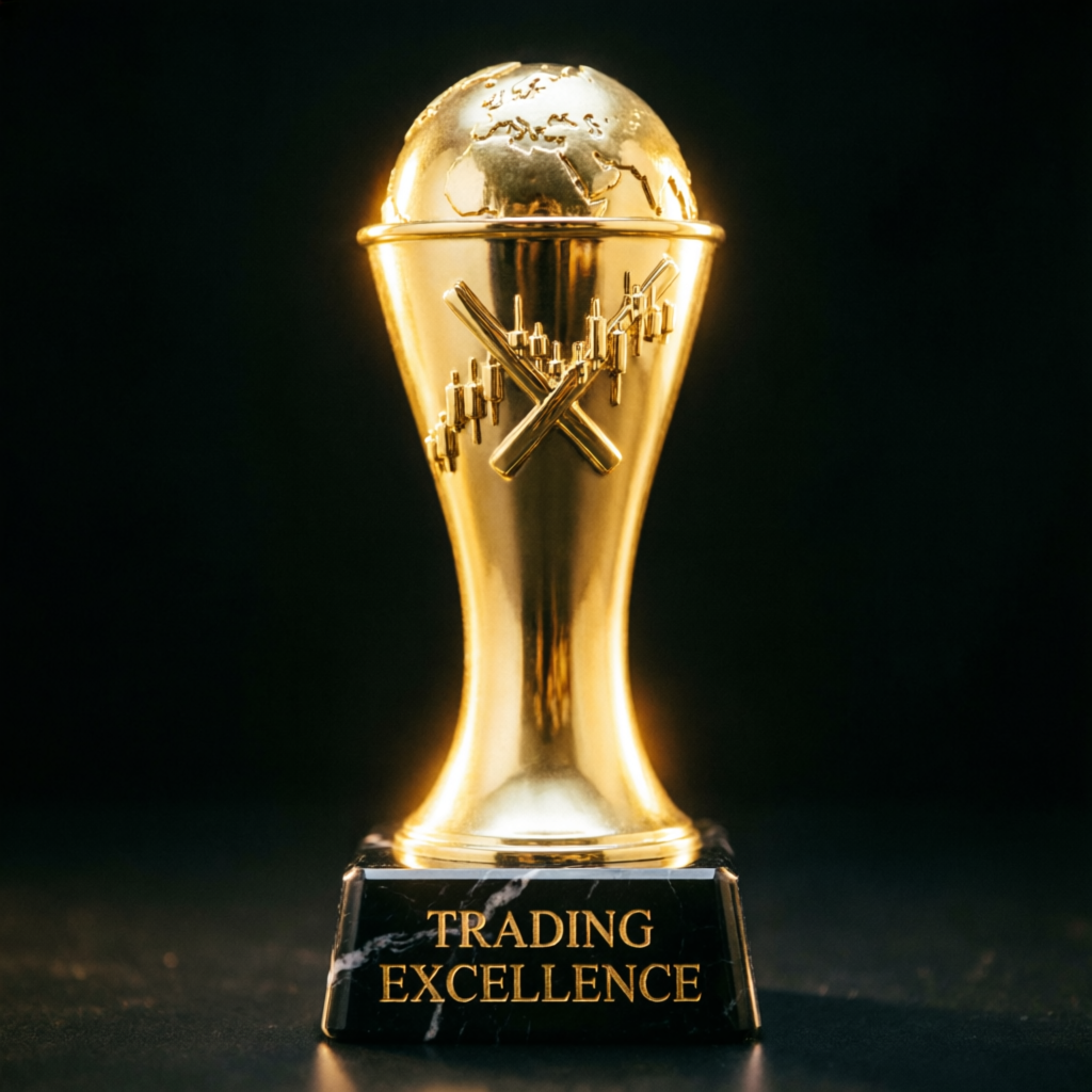 Trading excellence trophy symbolizing prop firm success