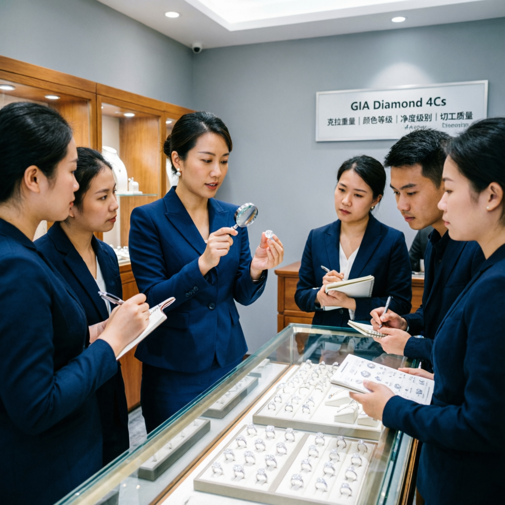 Jewellery staff training session with diamond education