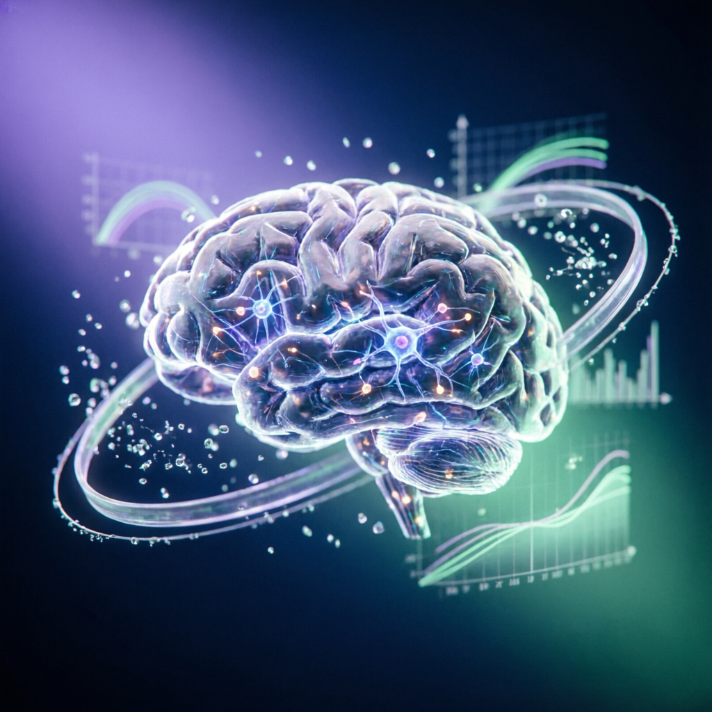 CodeVent Machine Learning Course — glowing neural network AI brain with data visualizations