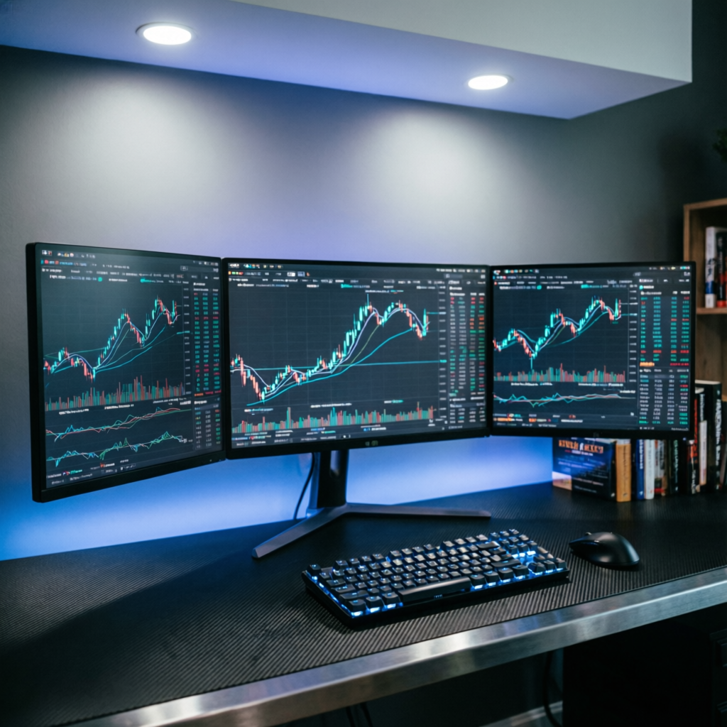 Professional forex trading workspace