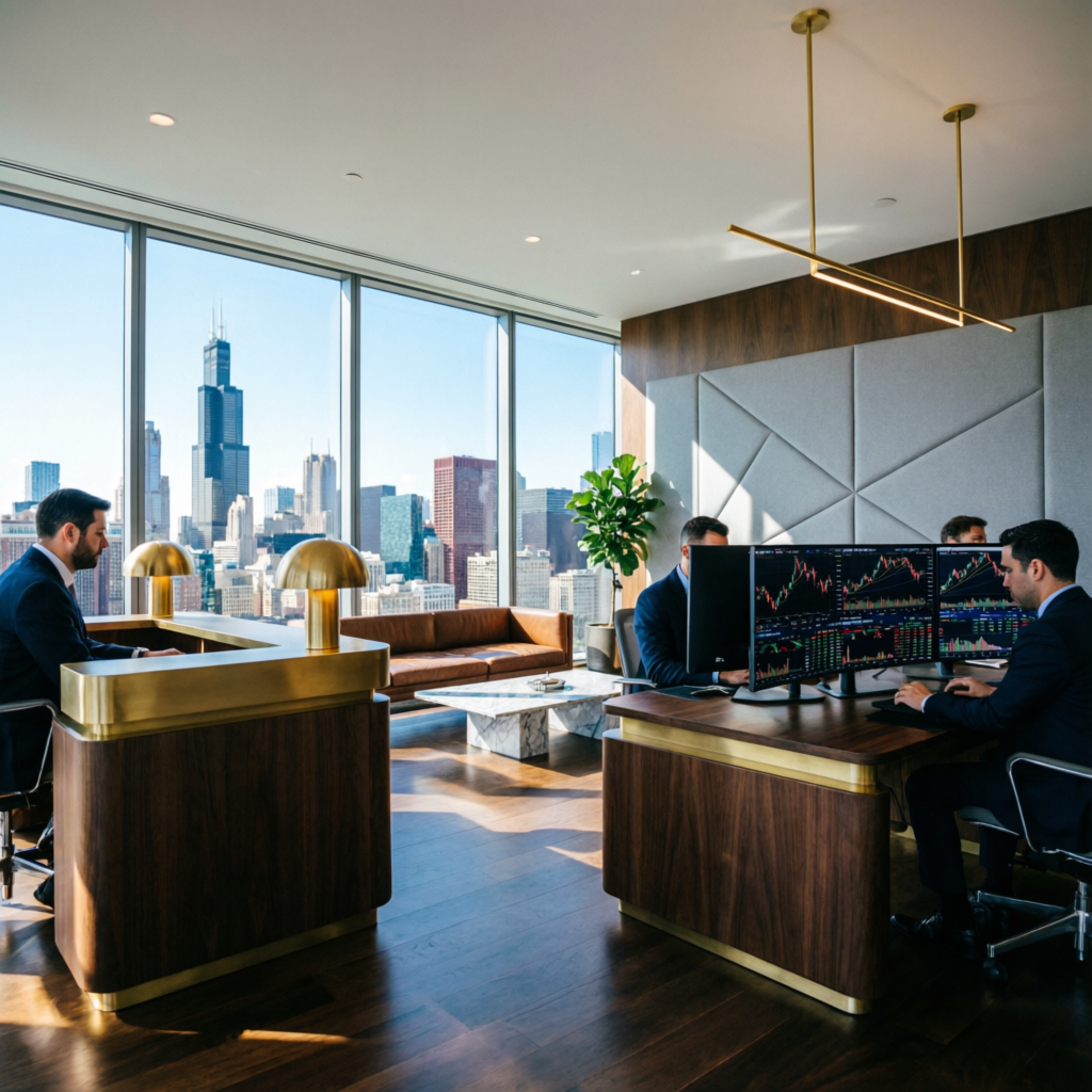 Topstep Chicago office with traders working on futures markets