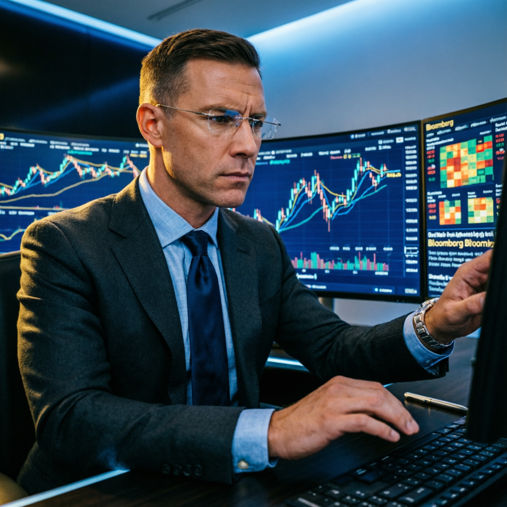 Professional prop firm trader analyzing Topstep funded account charts