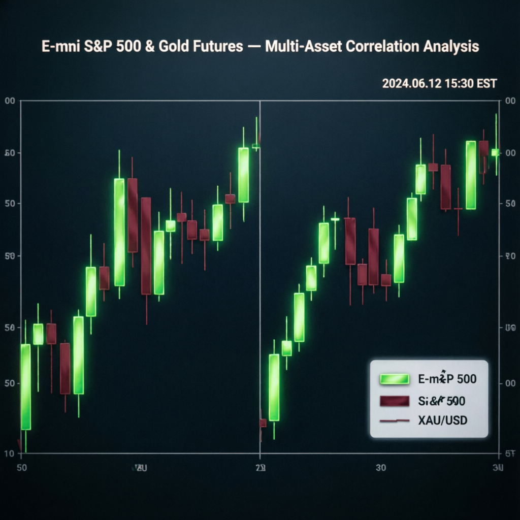 E-mini S&P 500 and Gold futures trading charts analysis