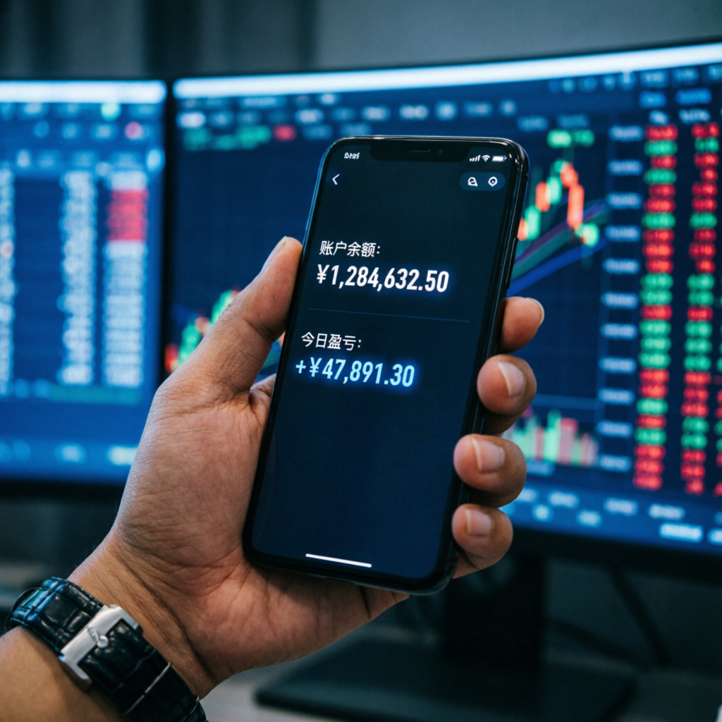 Mobile trading app showing Topstep funded account balance