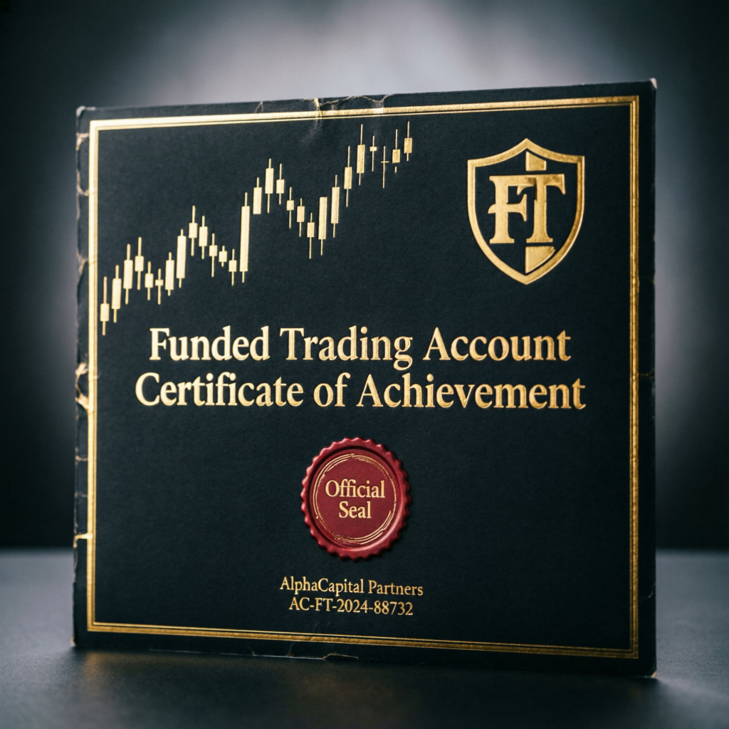 Funded Trading Account Certificate of Achievement representing successful evaluation completion
