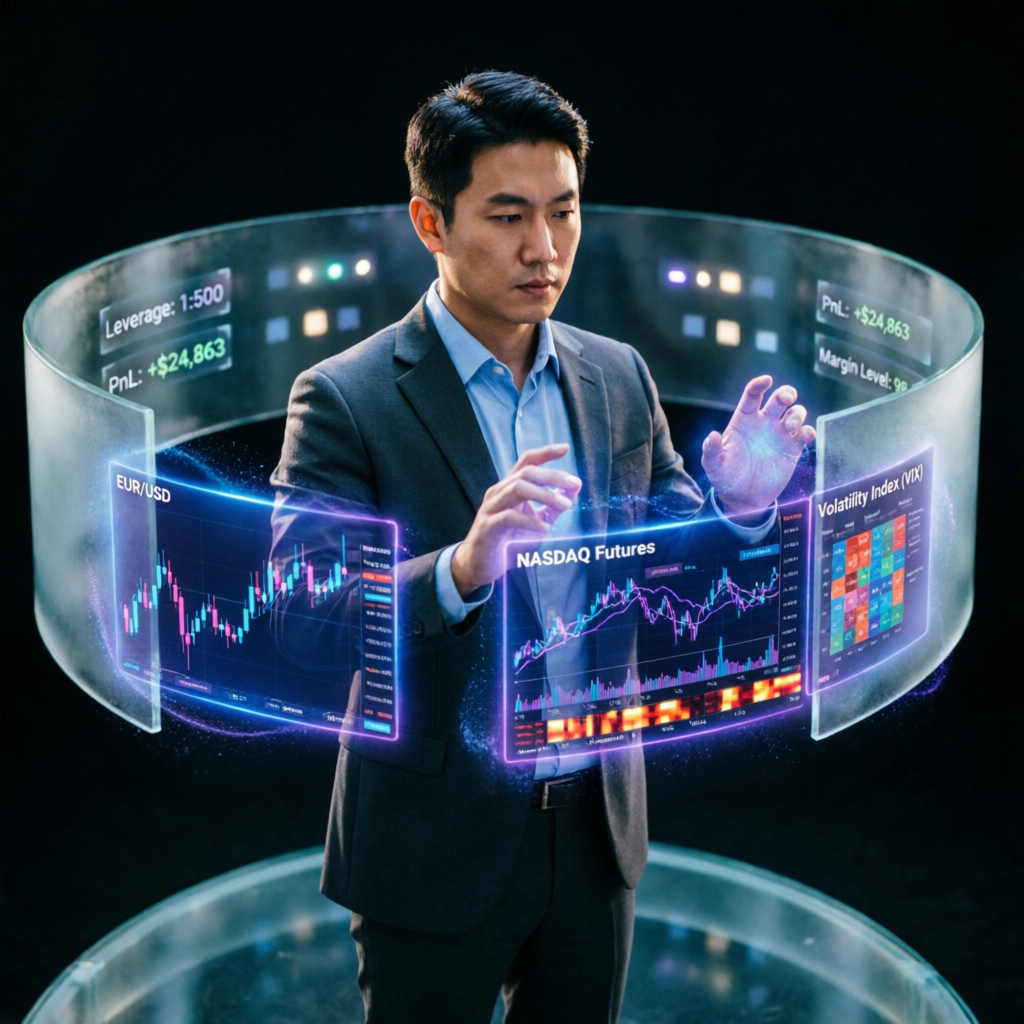 Professional trader analyzing Apex Trader Funding evaluation dashboard with multiple financial charts