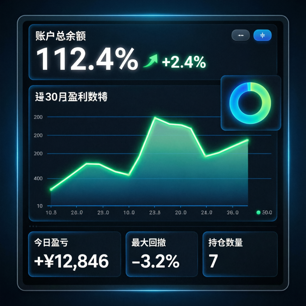 Professional trading dashboard showing account growth and profit charts for funded account management