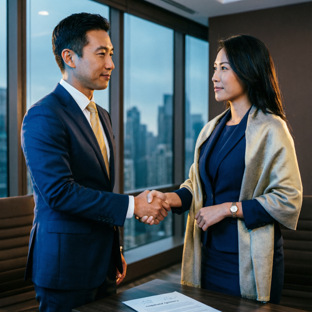 Business handshake representing trust and successful prop firm partnership