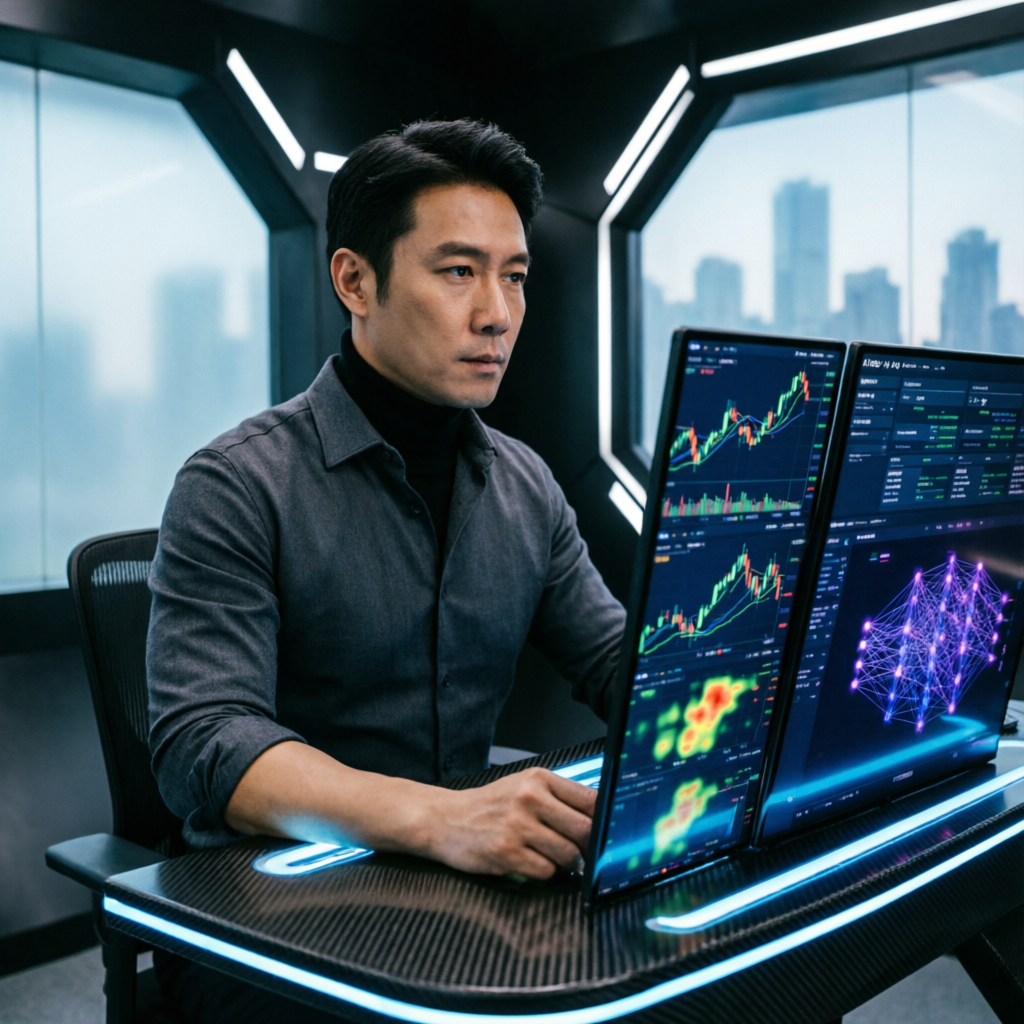Professional forex trader using AI-powered Apex funded account trading platform