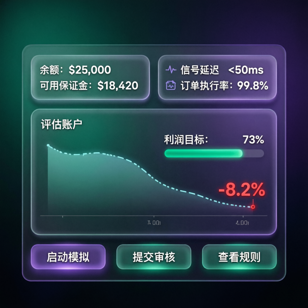Apex Trader Funding dashboard interface showing evaluation account with trailing drawdown line
