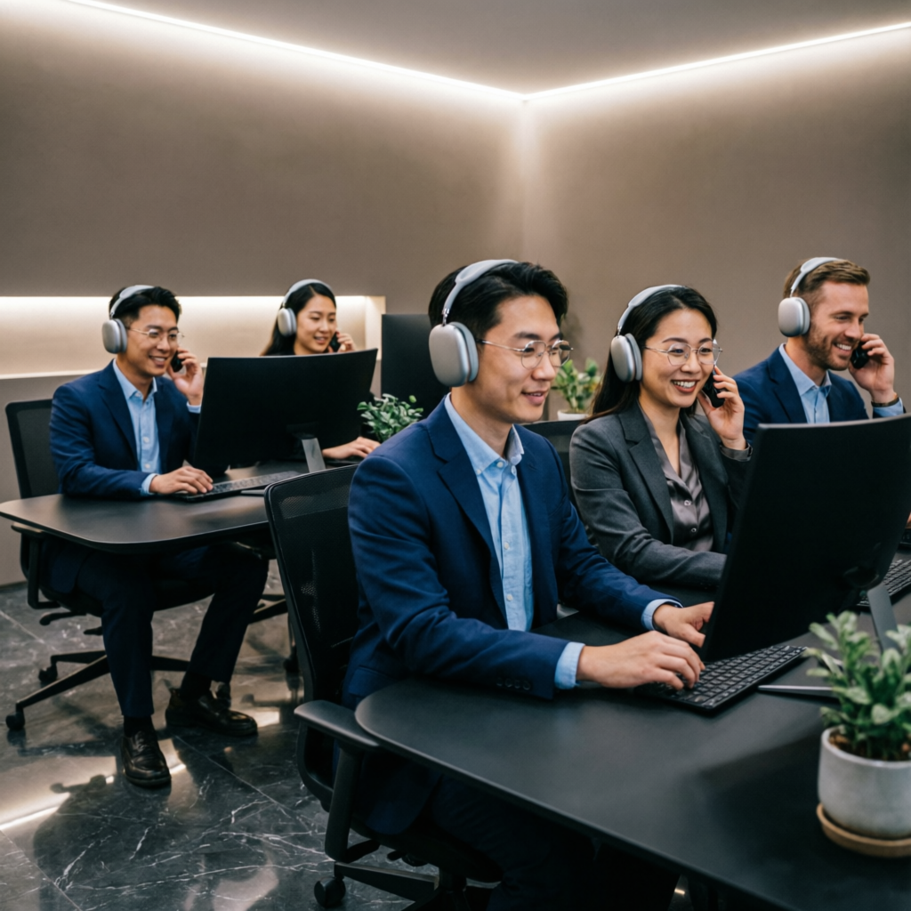 Professional customer support team helping traders
