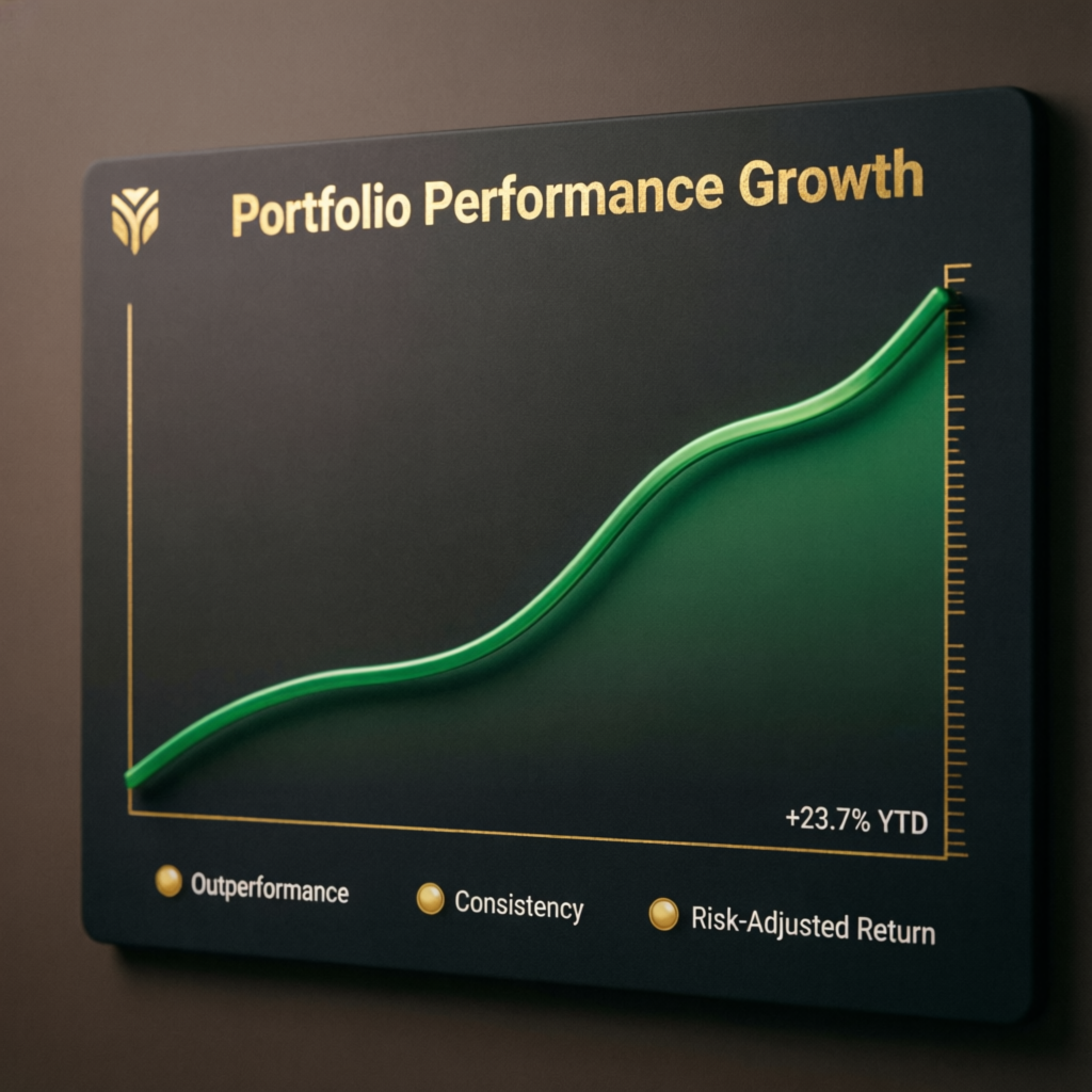 Portfolio performance growth chart showing consistent profits
