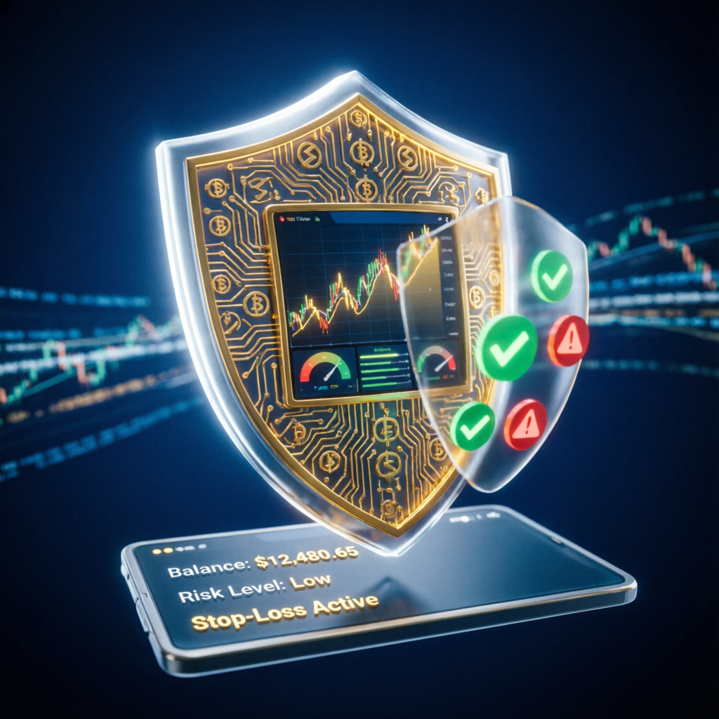 Risk management shield protecting trading account