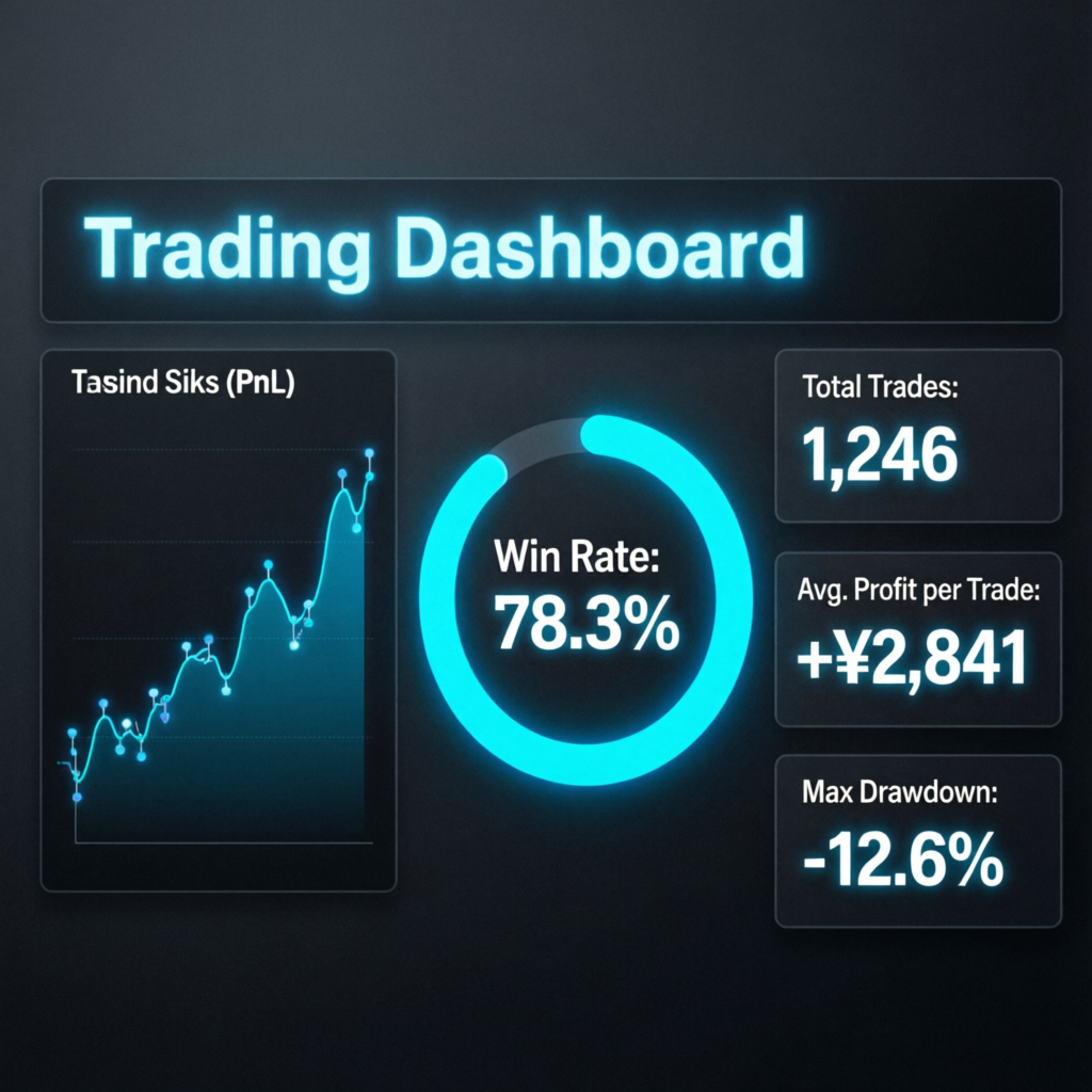 Trading dashboard analytics showing performance metrics