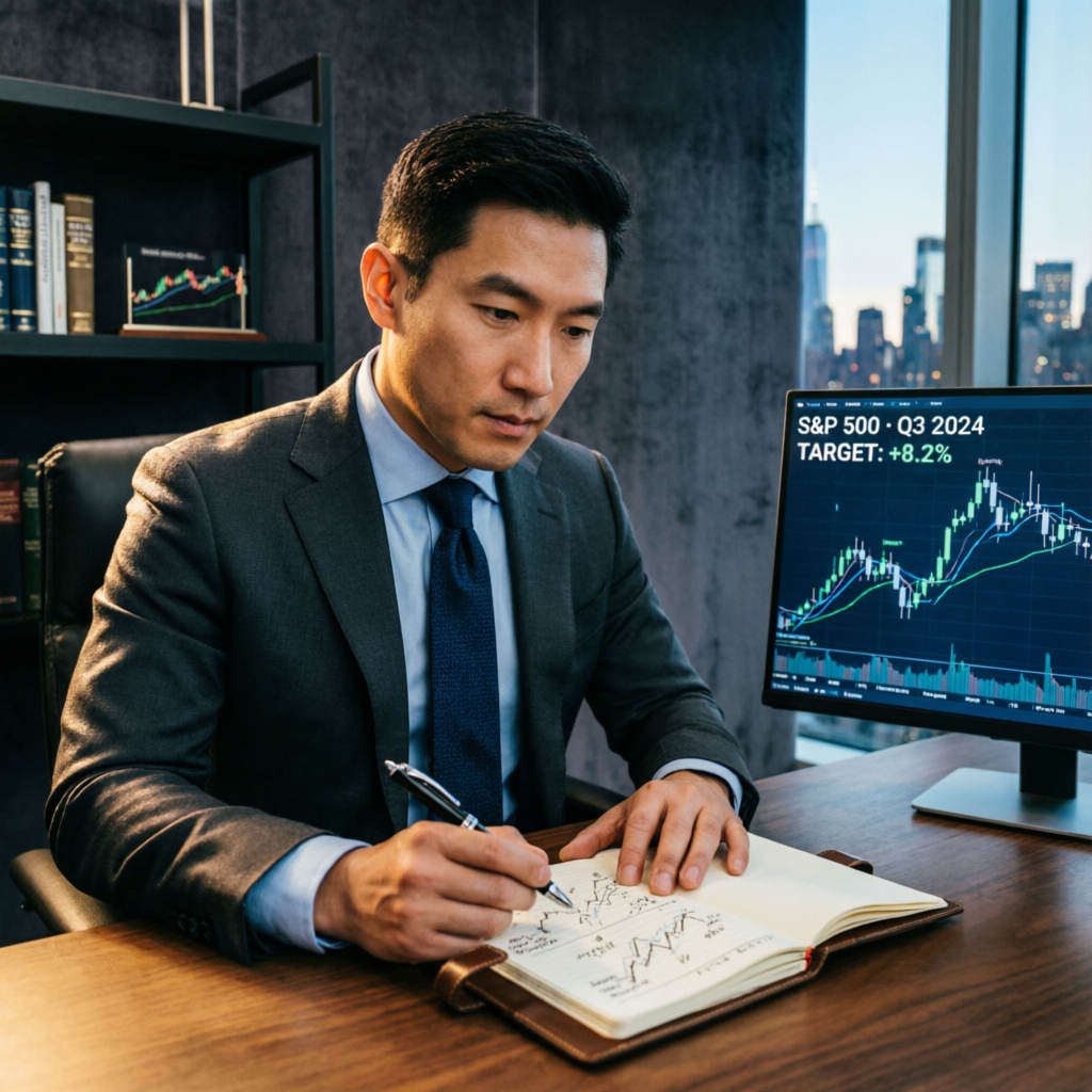 Trader planning and analyzing market before trading session