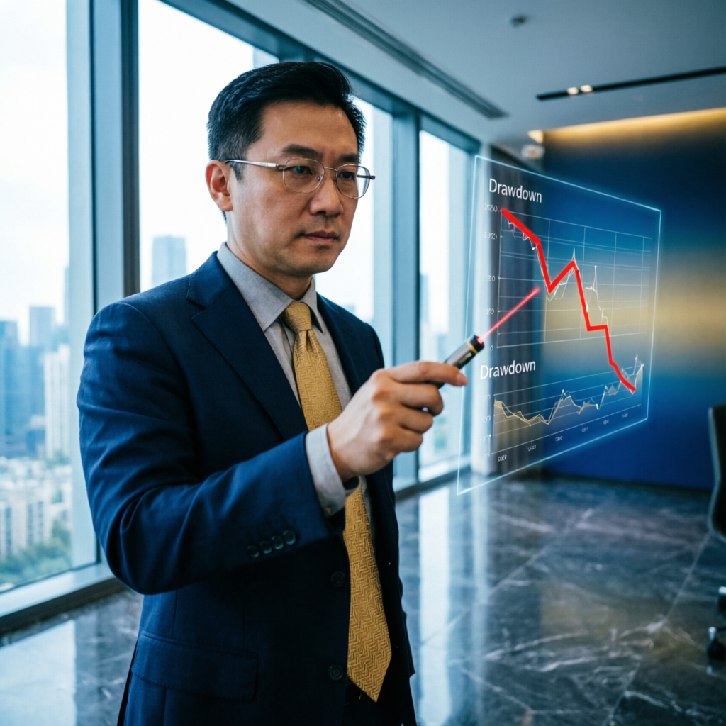 Risk management analysis showing drawdown chart