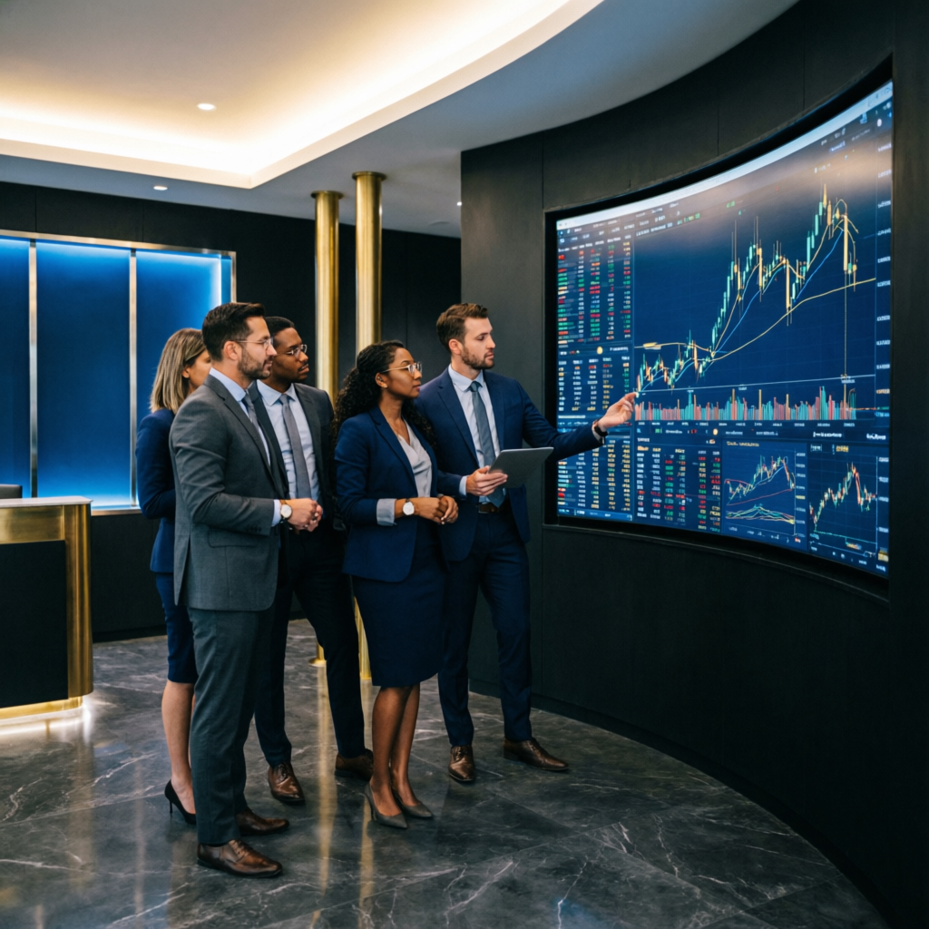 Professional trading team managing prop firm funded accounts
