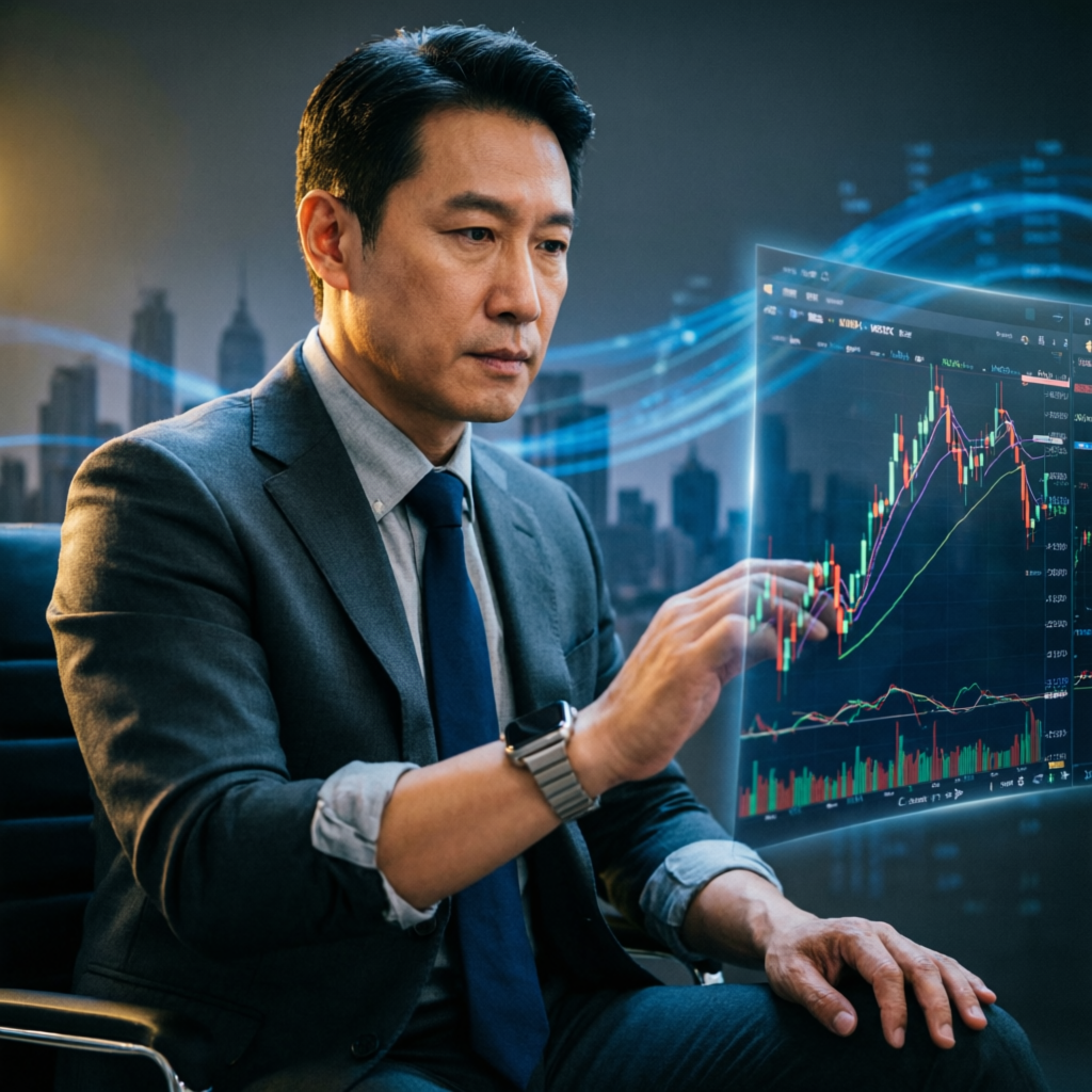 Professional Futures Trader Analyzing Apex 300K Account Charts