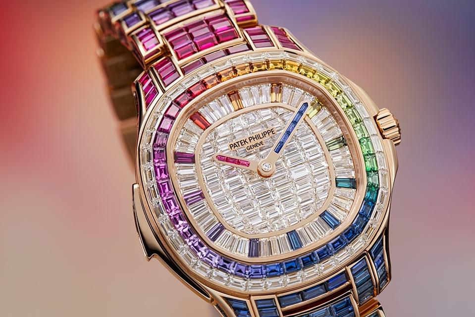 Patek Philippe - радужная инкрустация сапфирами всех цветов, высокая ювелирная огранка