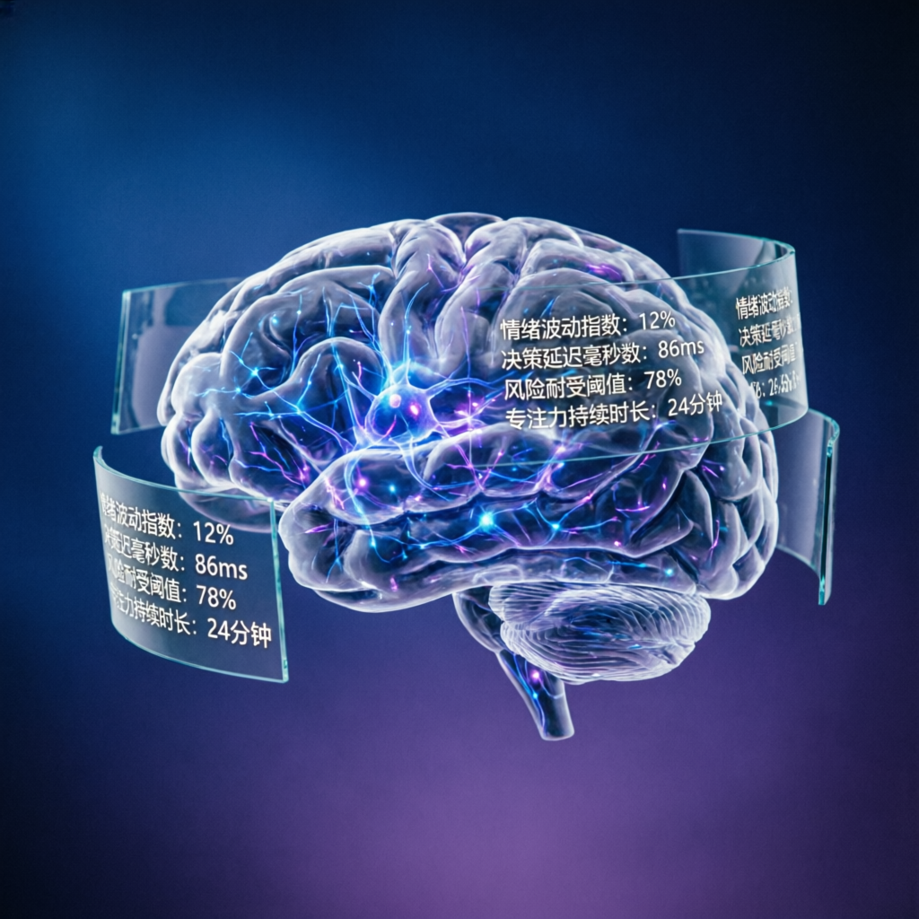 Trading psychology visualization with brain and neural network