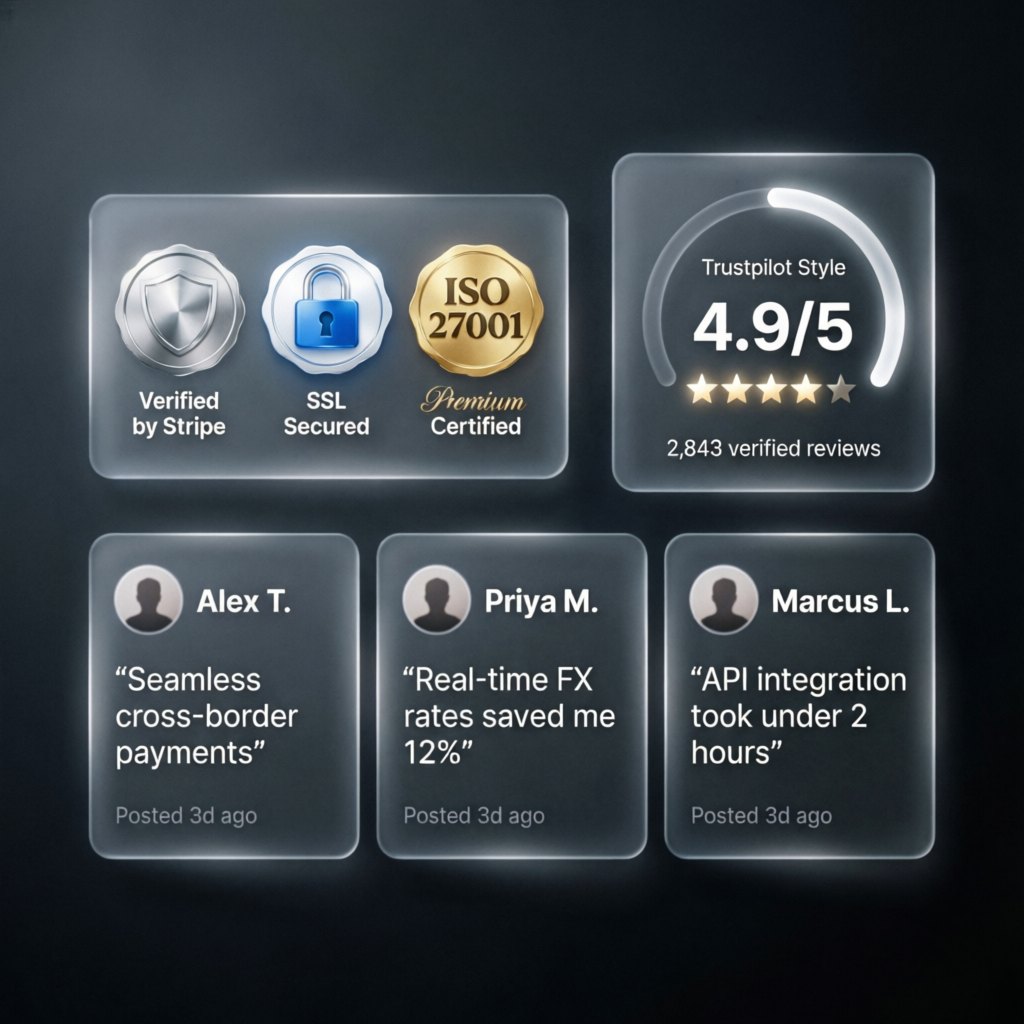 Trust badges and verified reviews display