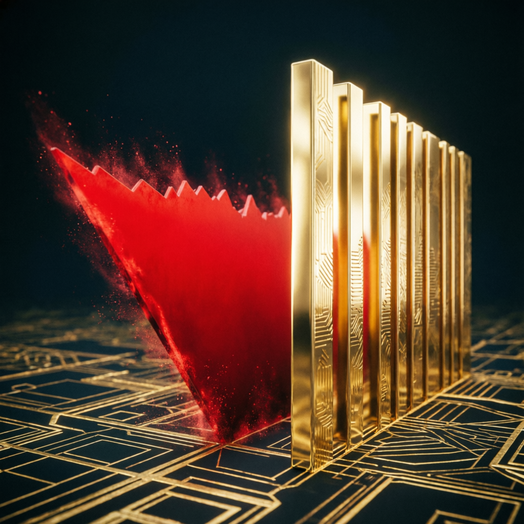 Maximum loss limit visualization showing red danger zone and golden safety barrier