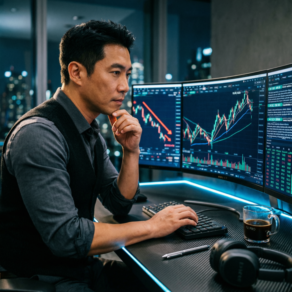 Professional forex trader analyzing Topstep prop firm charts