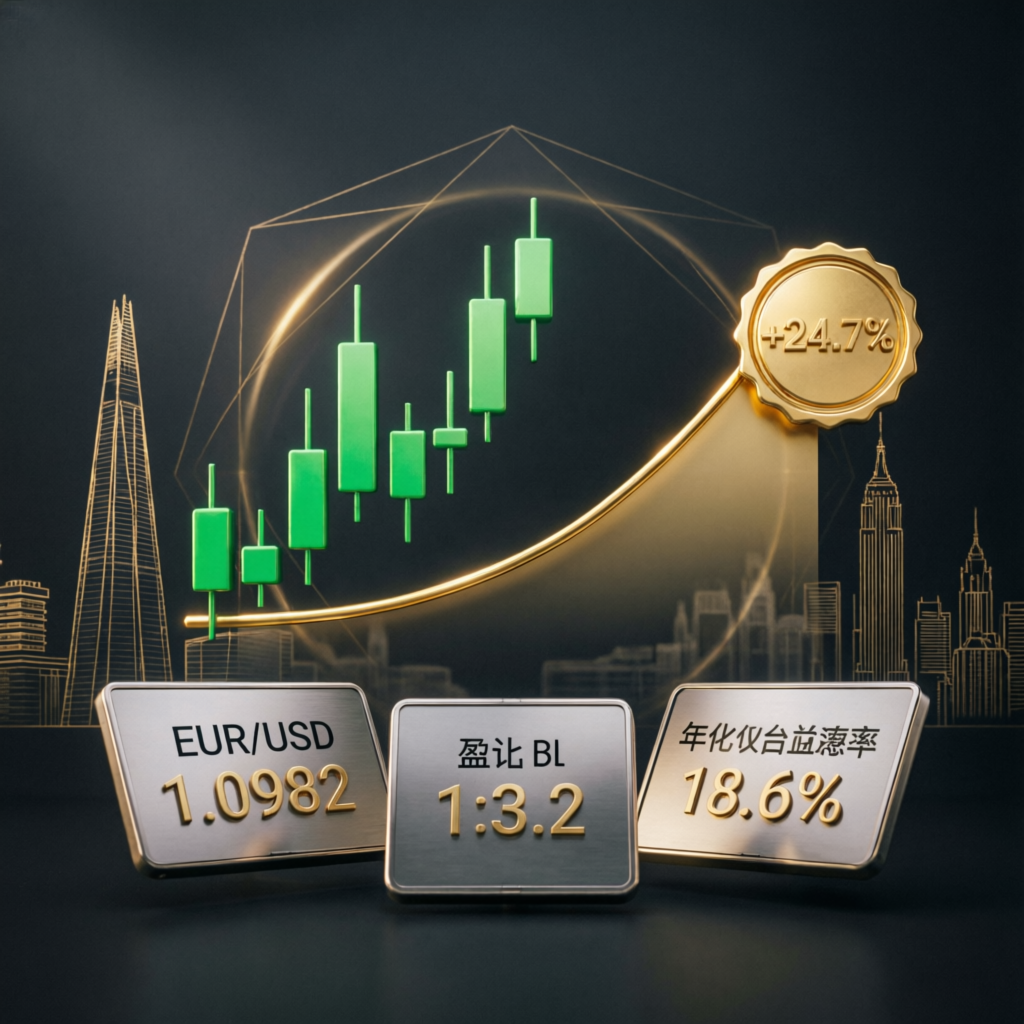 Forex trading concept showing candlestick charts with upward trend and account growth visualization