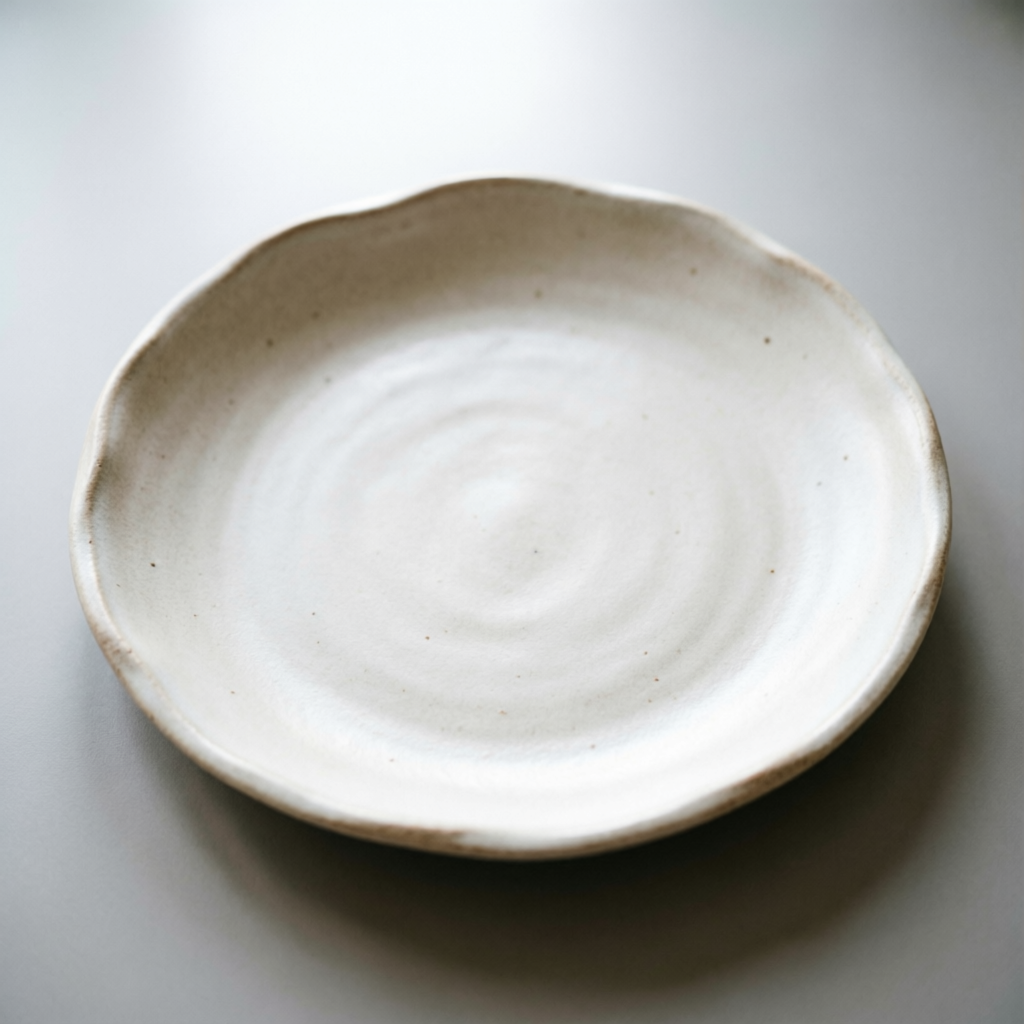 Minimalist white ceramic plate