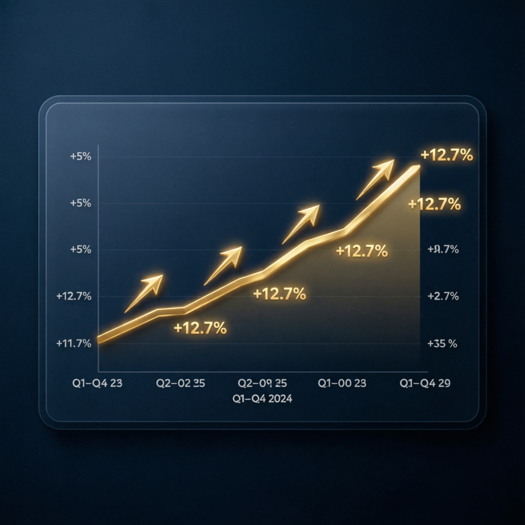 Financial growth chart with golden arrows