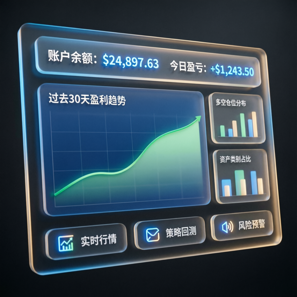 Professional trading dashboard showing funded account growth and profit analytics