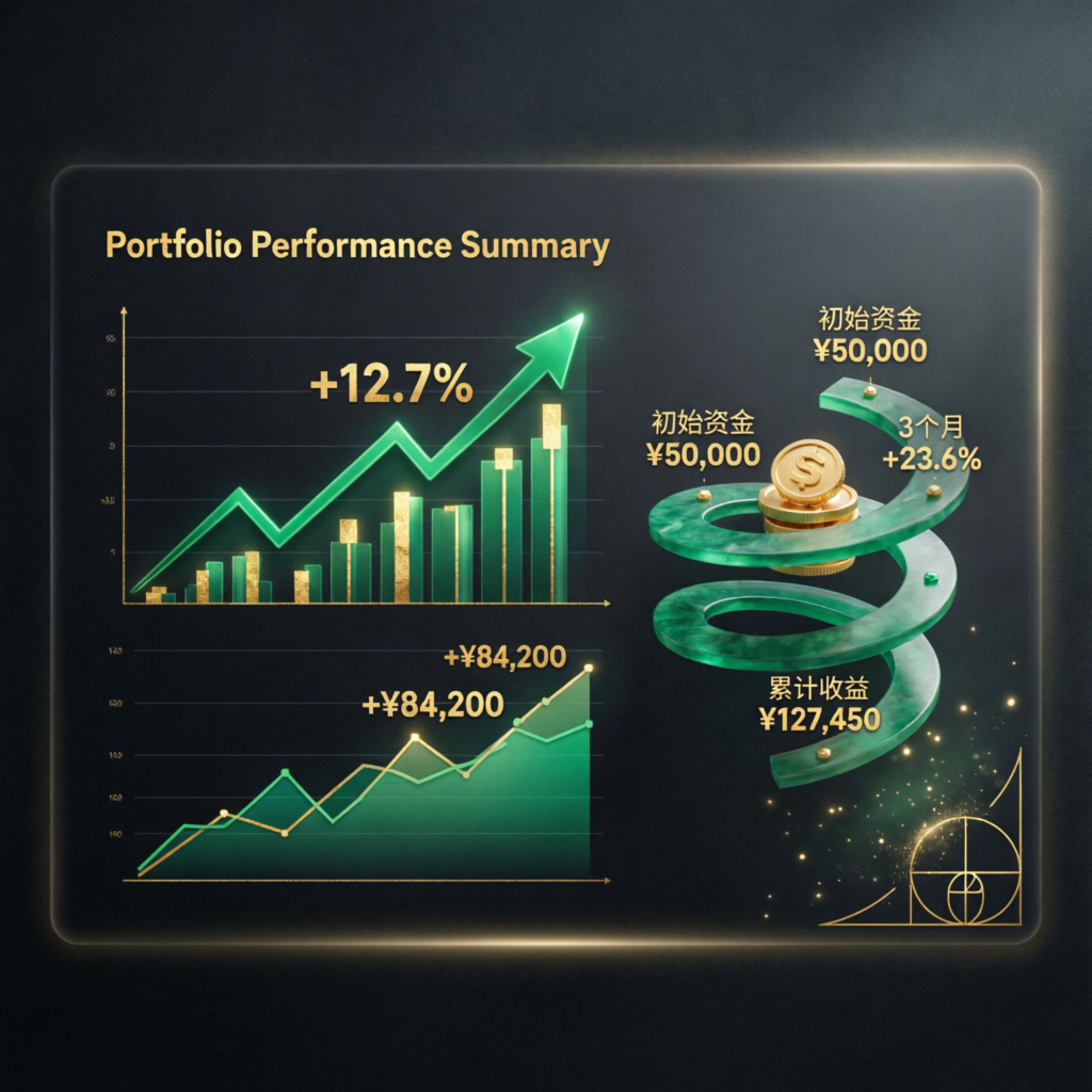 Portfolio performance summary showing consistent account growth