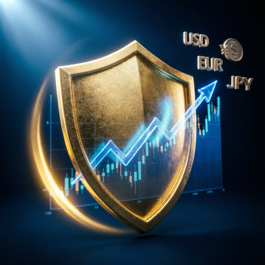 Risk management shield protecting trading account