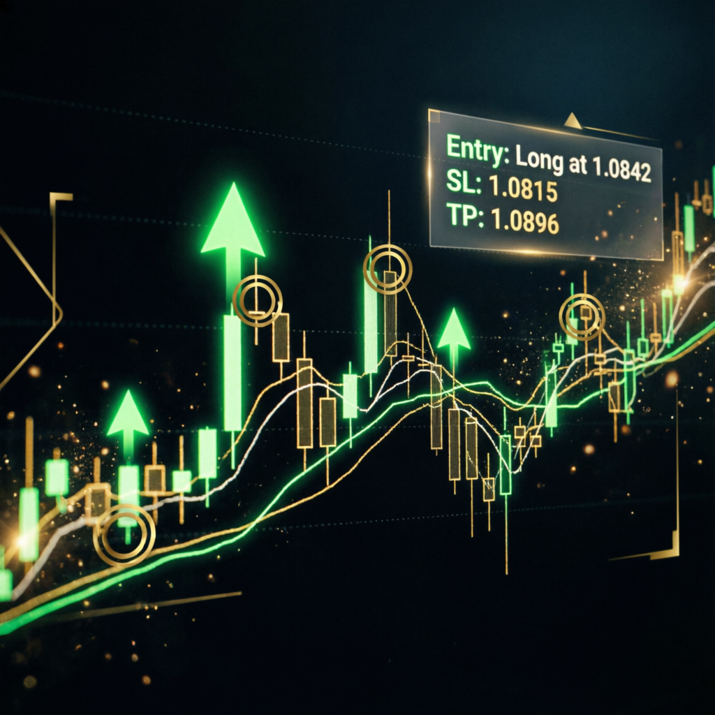 Professional trading strategy with entry, stop loss, and take profit levels