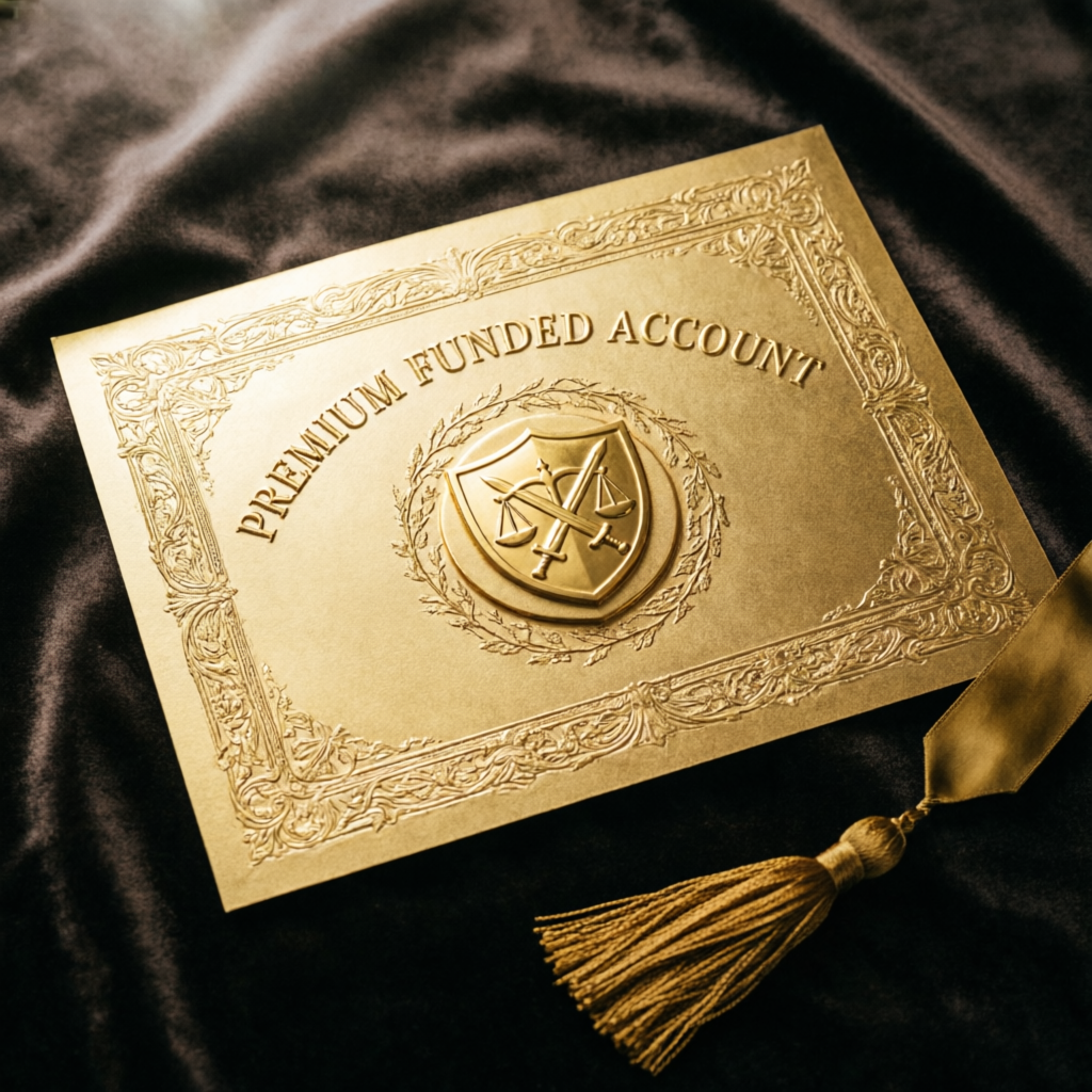 Premium funded account certificate representing prop firm success
