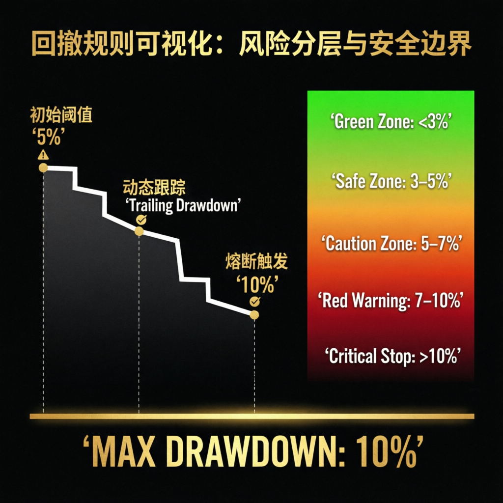 Drawdown rules visualization showing risk zones and safety boundaries