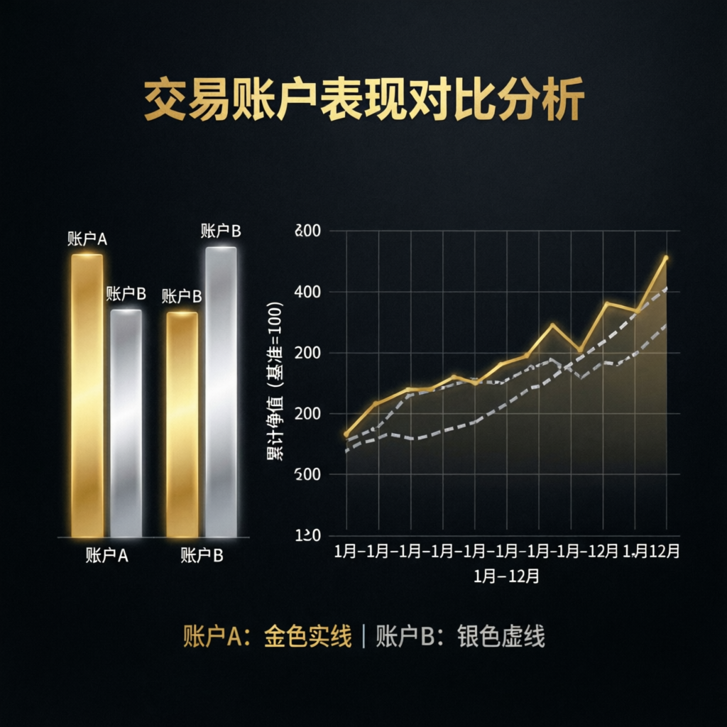 Trading account performance comparison analysis